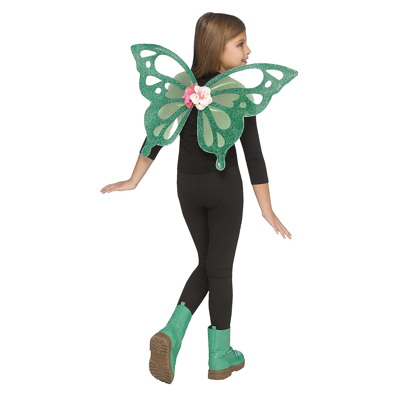 Kids Green Shimmer Butterfly Wings Costume Accessory Sparkly Design